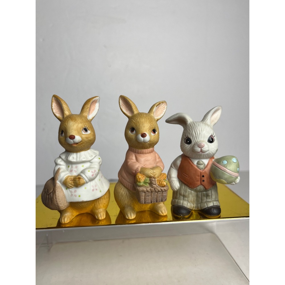 Vintage Ardco and Homco Ceramic Bunny Rabbit Figurine Set/ 3 Grandmacore Decor
